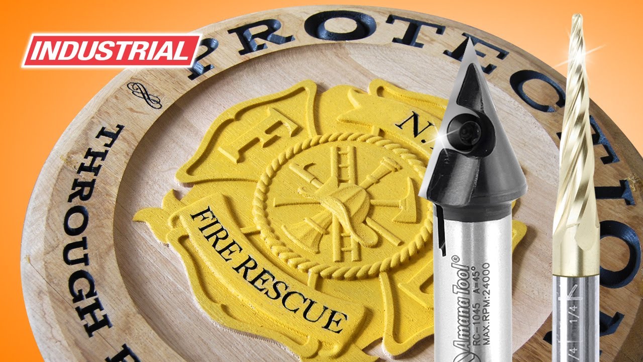 CNC Project: Whiskey Lid w/Insert V-Groove and 3D Carving ZrN Coated Amana Tool Router Bits