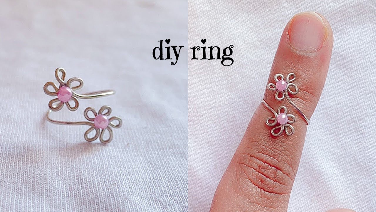 diy ring/how to make simple wire flower ring/wire wrapped adjustable ring/cute toe ring