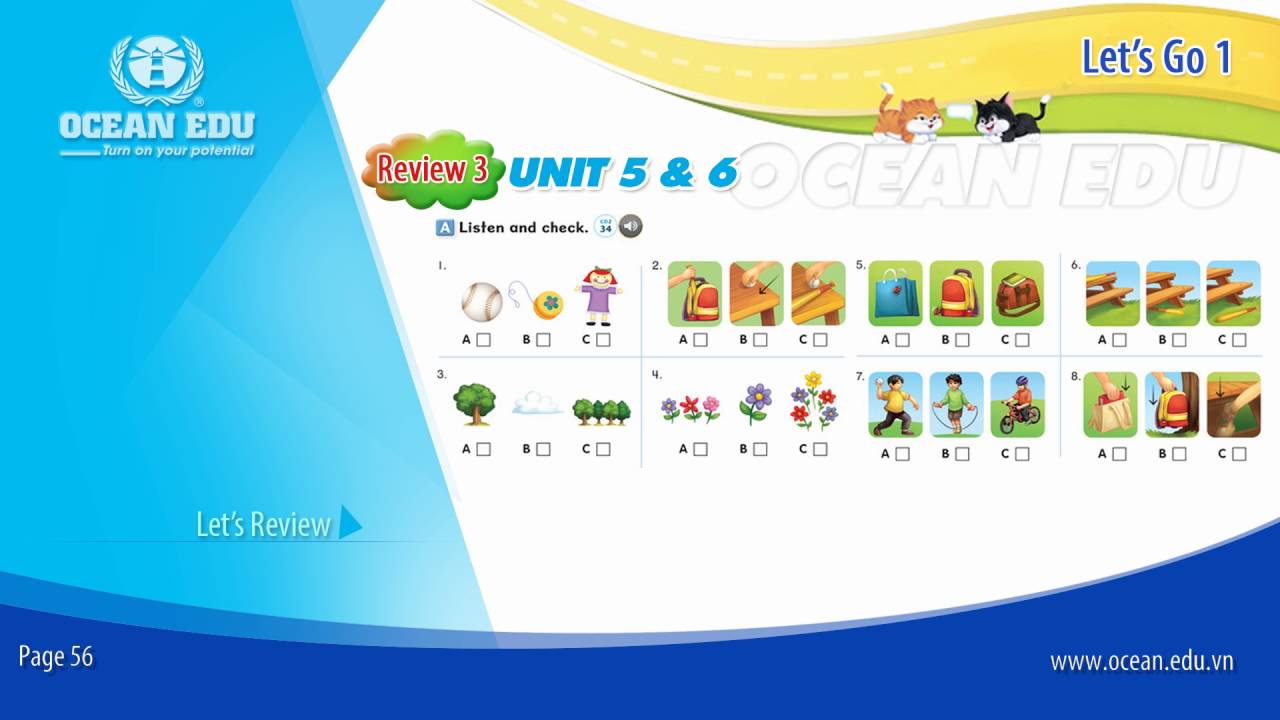 [Ocean Edu] Review 3 - Unit 5 & 6 | Student book - Let's Go 1