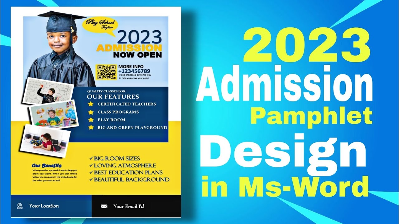 school admission pamphlet design || ms word mein pamphlet kaise banaye