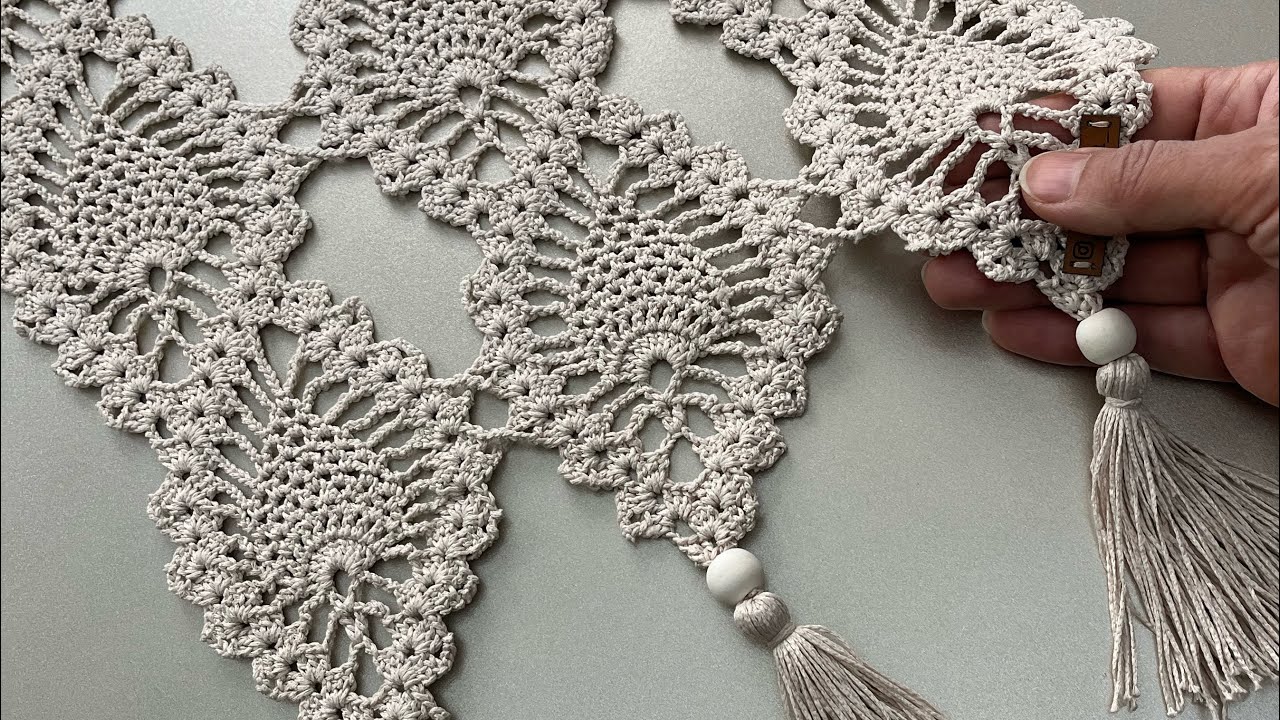 آموزش رانر قلاببافی آناناسی/crochet runner tutorial😍