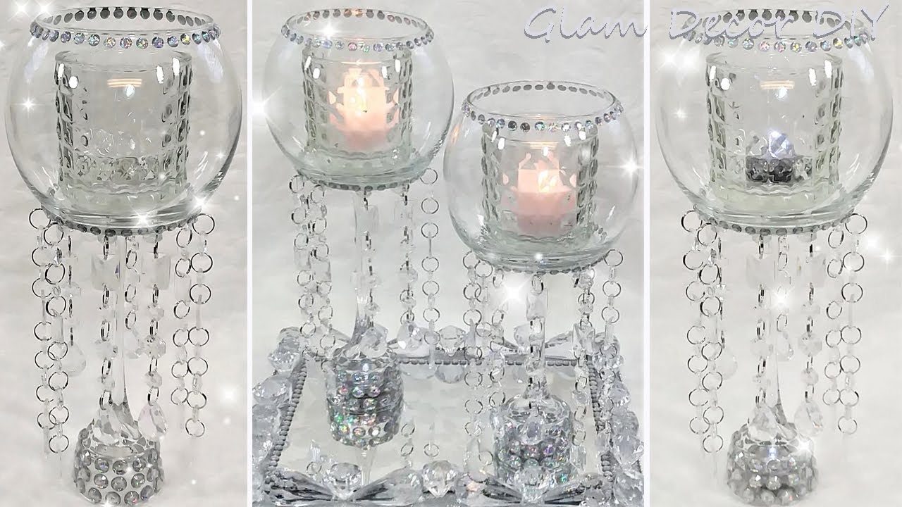 Dollar Tree DIY Glam Home Decor DIY Glam Chandelier Candle Holder Duo