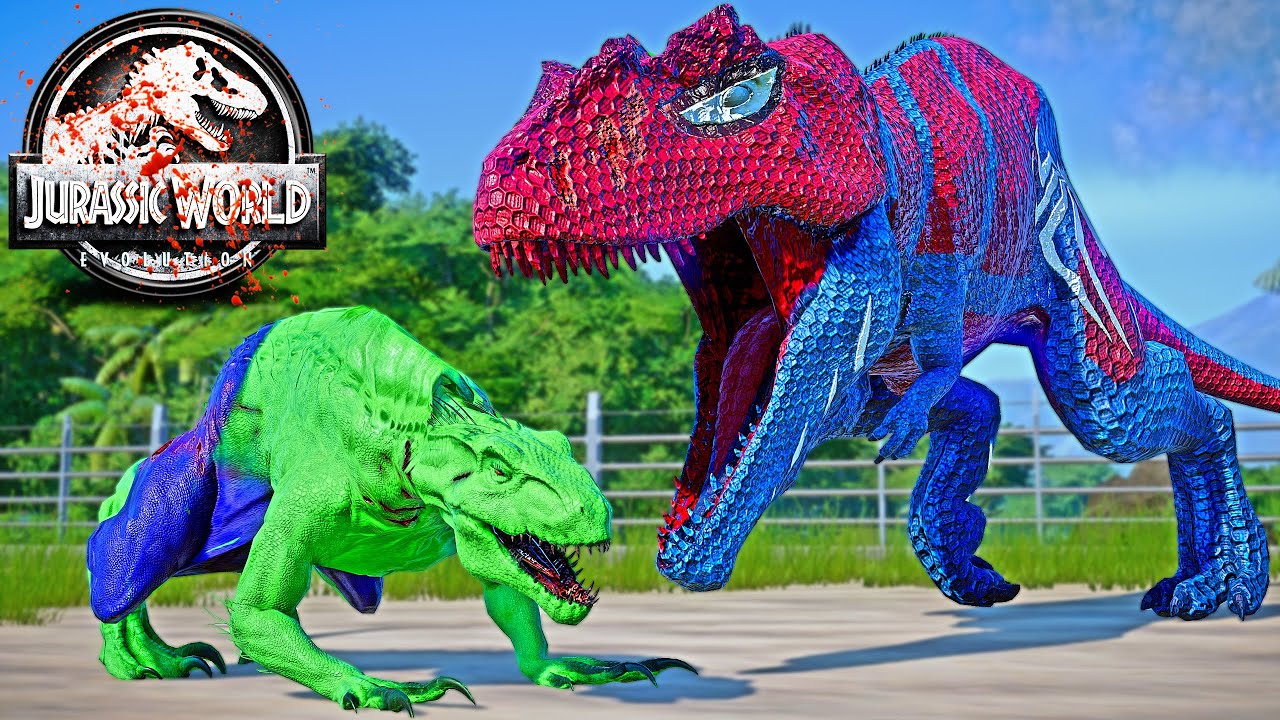 Spider-man Gigano vs HULK Indoraptor, Wolverine, Batman Dinosaurs Fight 🌍 JURASSIC WORLD EVOLUTION