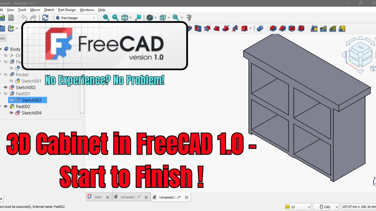 Build THIS in FreeCAD 1.0 – Complete Cabinet 3D Modeling Tutorial!