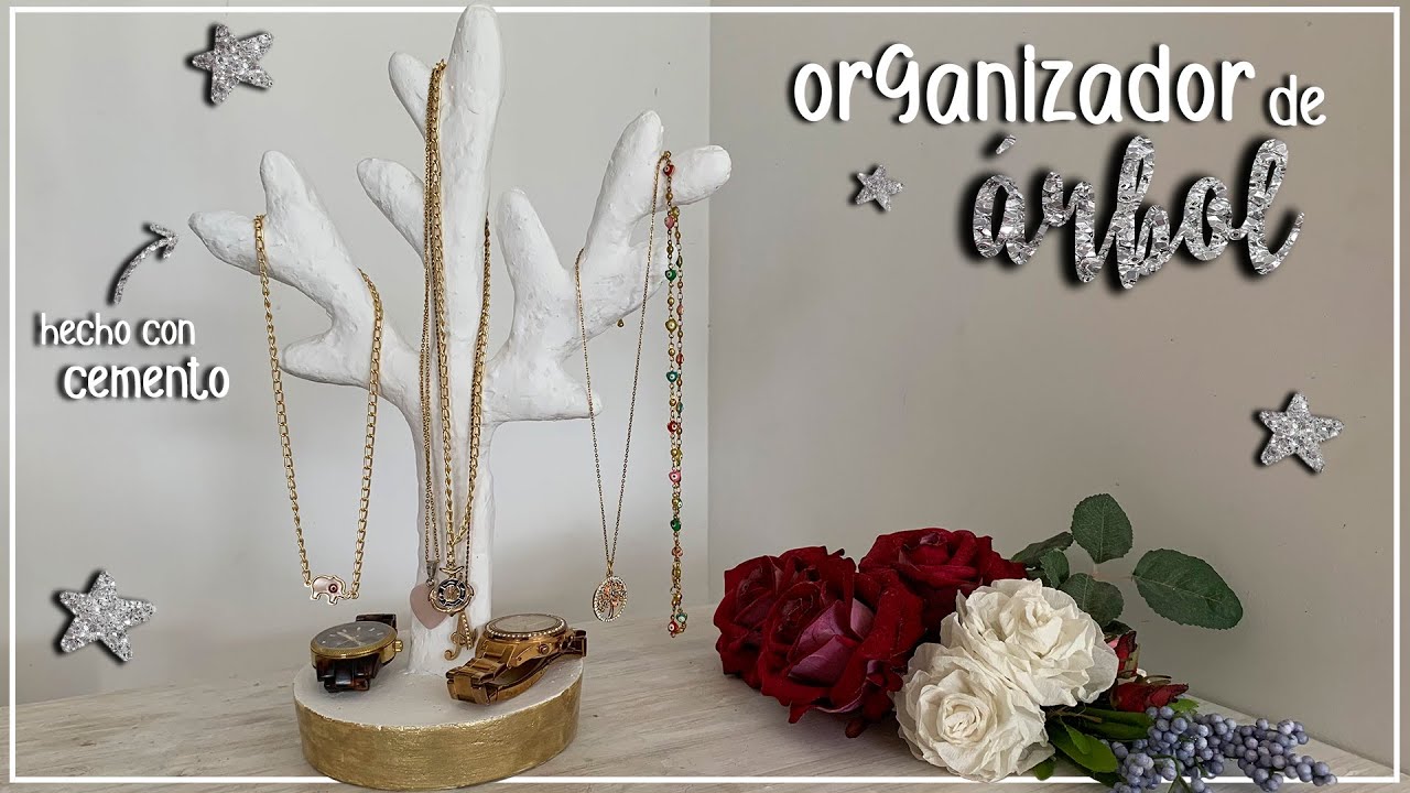 🌳 Árbol ORGANIZADOR de COLLARES, PULSERAS - ORGANIZADOR de CEMENTO en forma de ÁRBOL