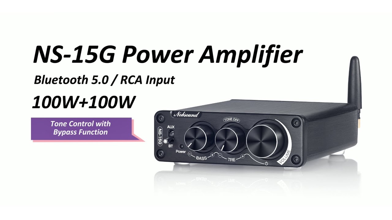 Nobsound NS-15G Mini Bluetooth 5.0 Digital Amplifier w/Tone Control 100W+100W