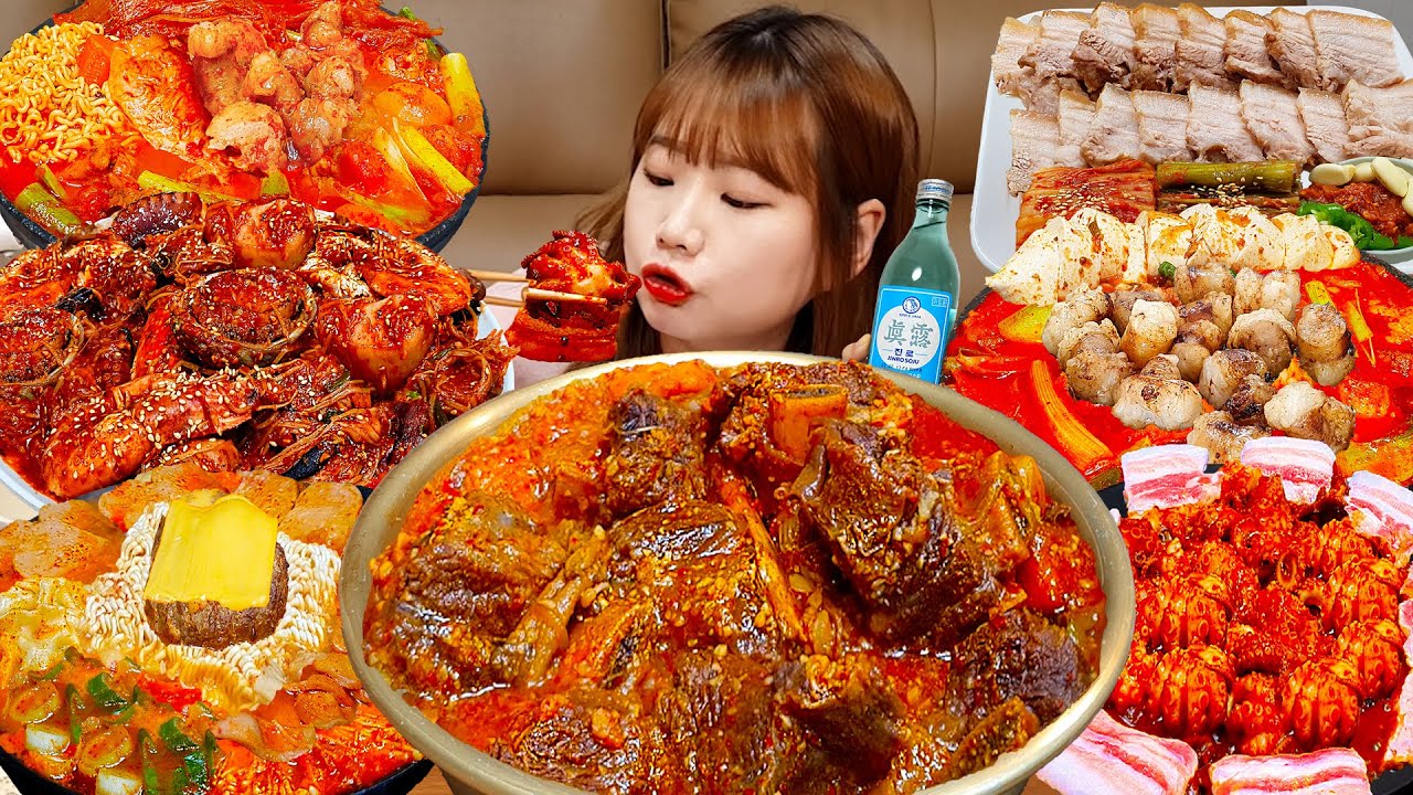 Sub)Real Mukbang- Тебе нравится острая еда? 🔥 Острый рамен, Морепродукты 🐙 ASMR КОРЕЙСКАЯ ЕДА