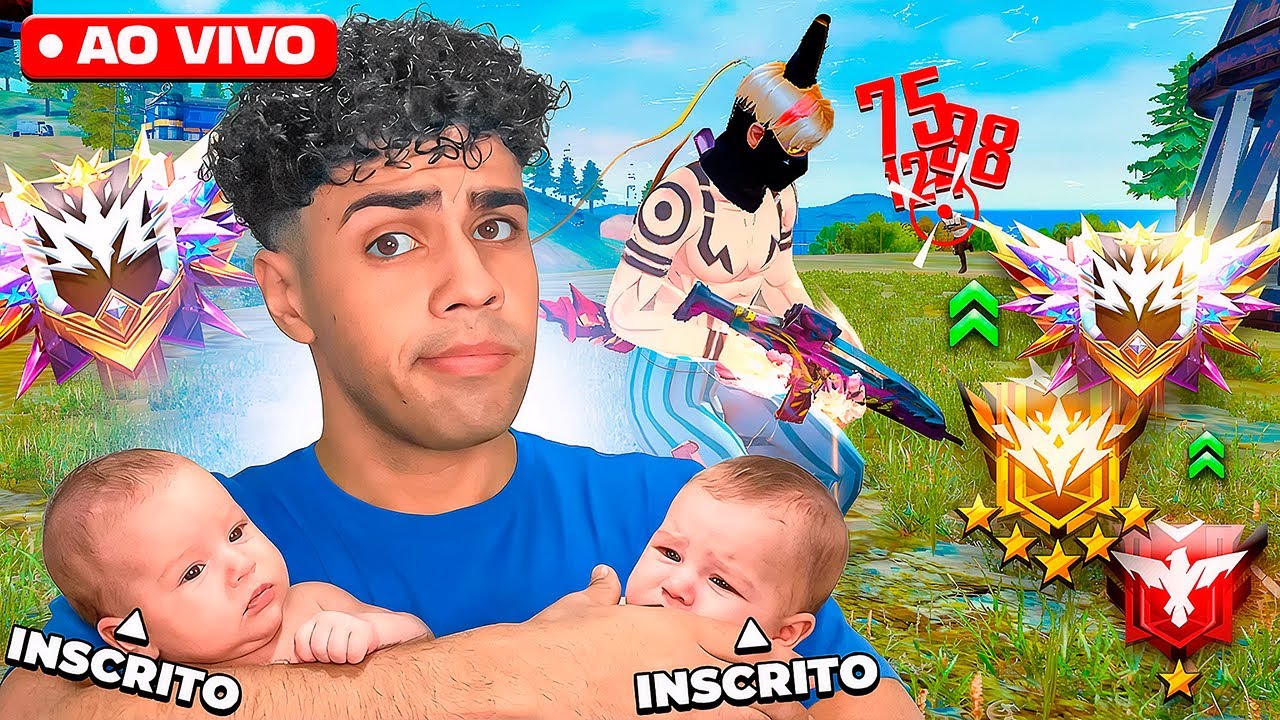 HOJE VOU CARREGAR VOCÊ PRO DESAFIANTE NA RANK!!   💙 FREE FIRE AO VIVO