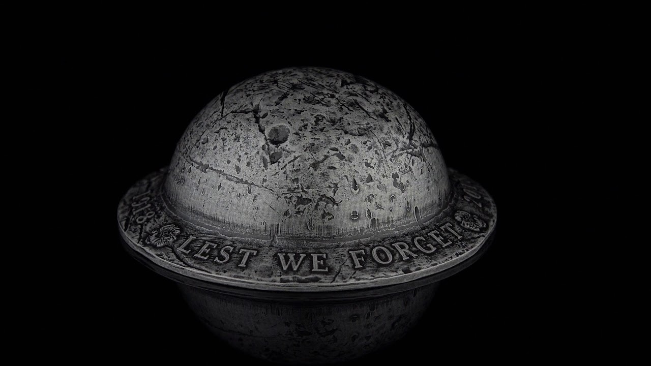 2018 Canada $25 Lest We Forget Helmet Shaped Fine Silver Coin