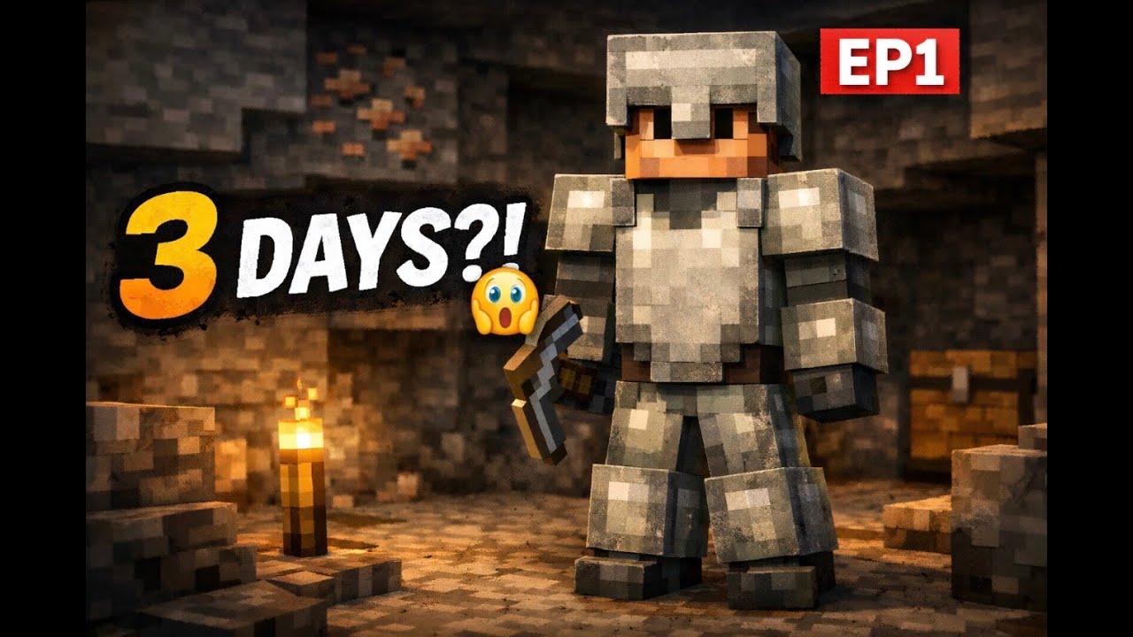 I Made FULL IRON ARMOR in Just 3 DAYS 😱 | Minecraft Survival EP-1