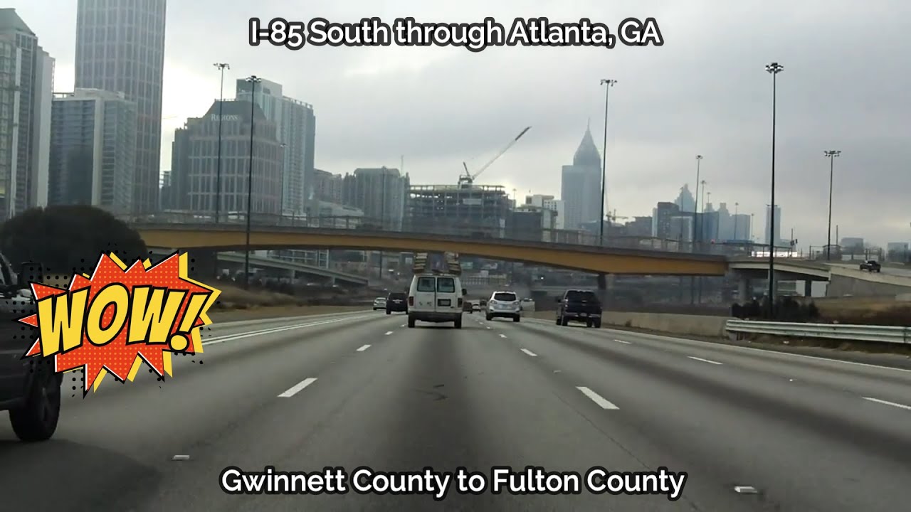 I-85 South through Atlanta, GA • Gwinnett County to Fulton County - [4K]