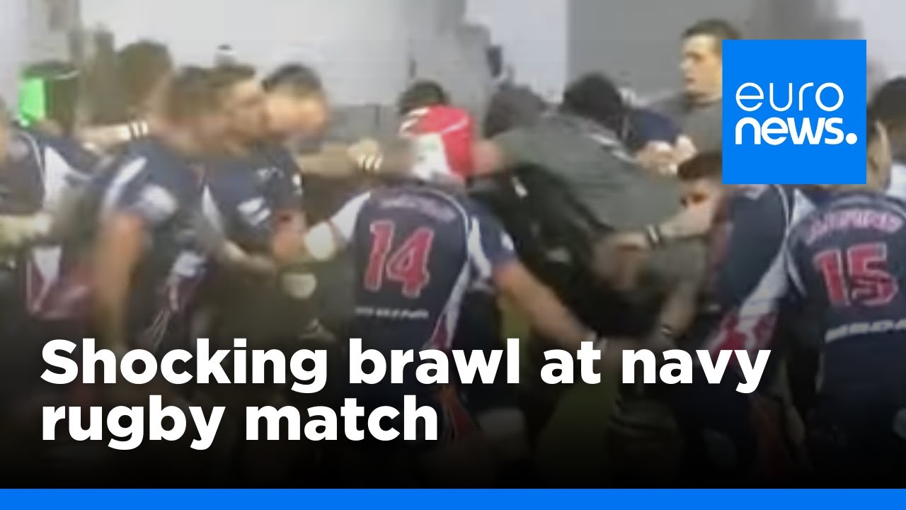 Britain vs France navy rugby match descends into brawl | euronews 🇬🇧