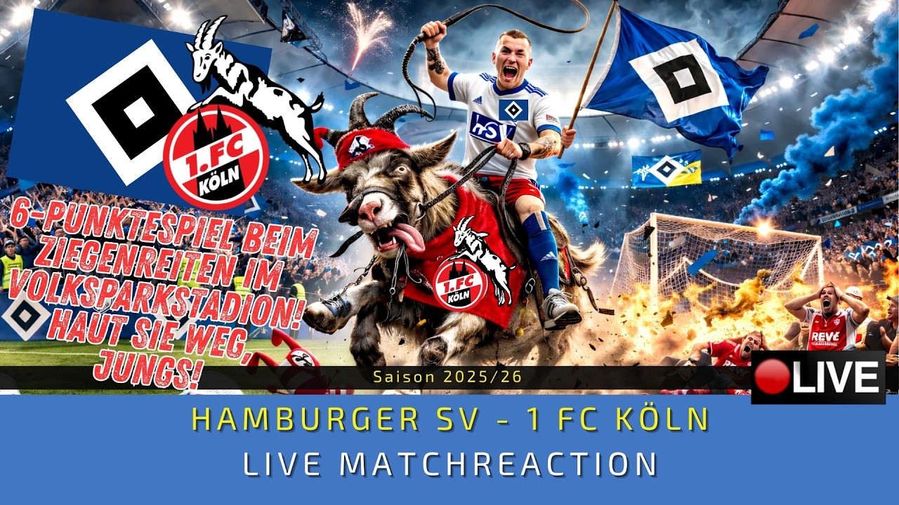 🔴LIVE: HSV - 1 FC Köln | 6 Punkte-ZIEGENREITEN im Volkspark! HAUT SIE WEG, JUNGS!