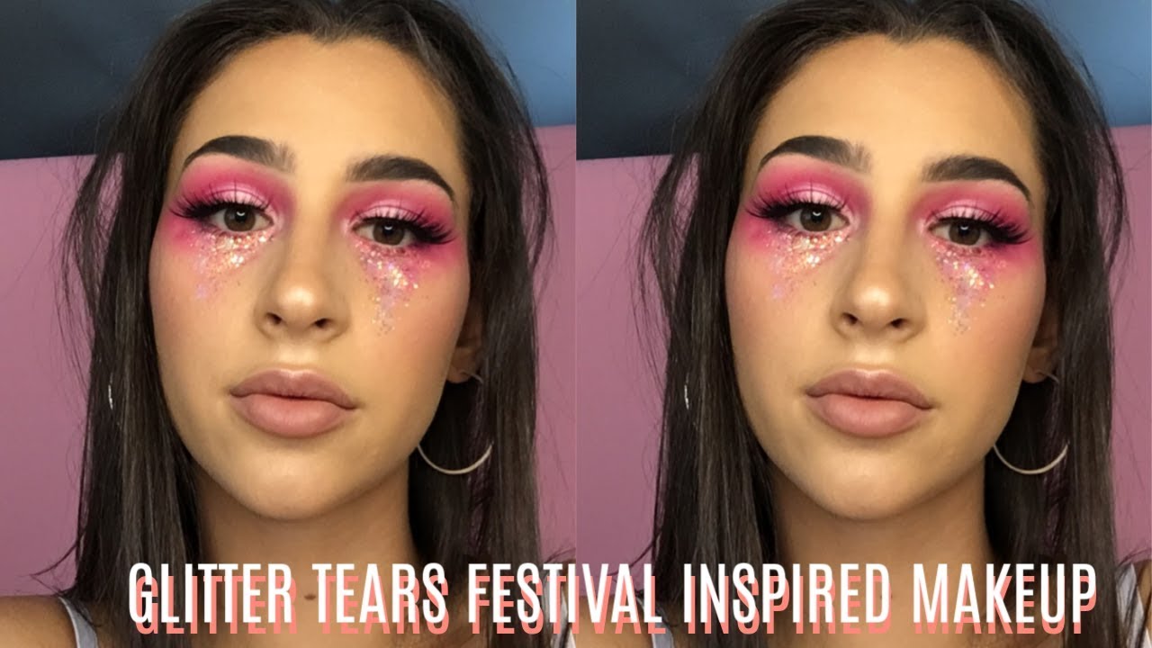 FESTIVAL INSPIRED MAKEUP | PINK GLITTER TEARS