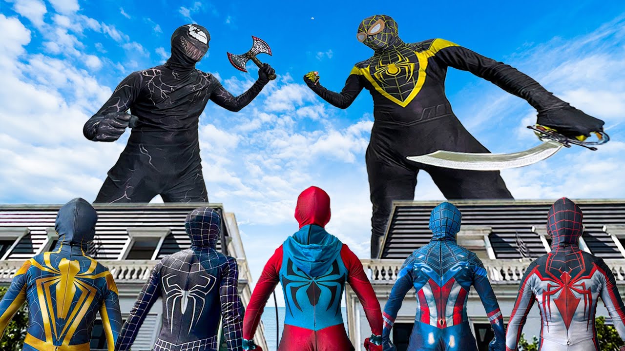 SUPERHERO's Story || Battle Between Giant VENOM vs Giant Red SPIDER-MAN..? ( Live Action ) FLife vs