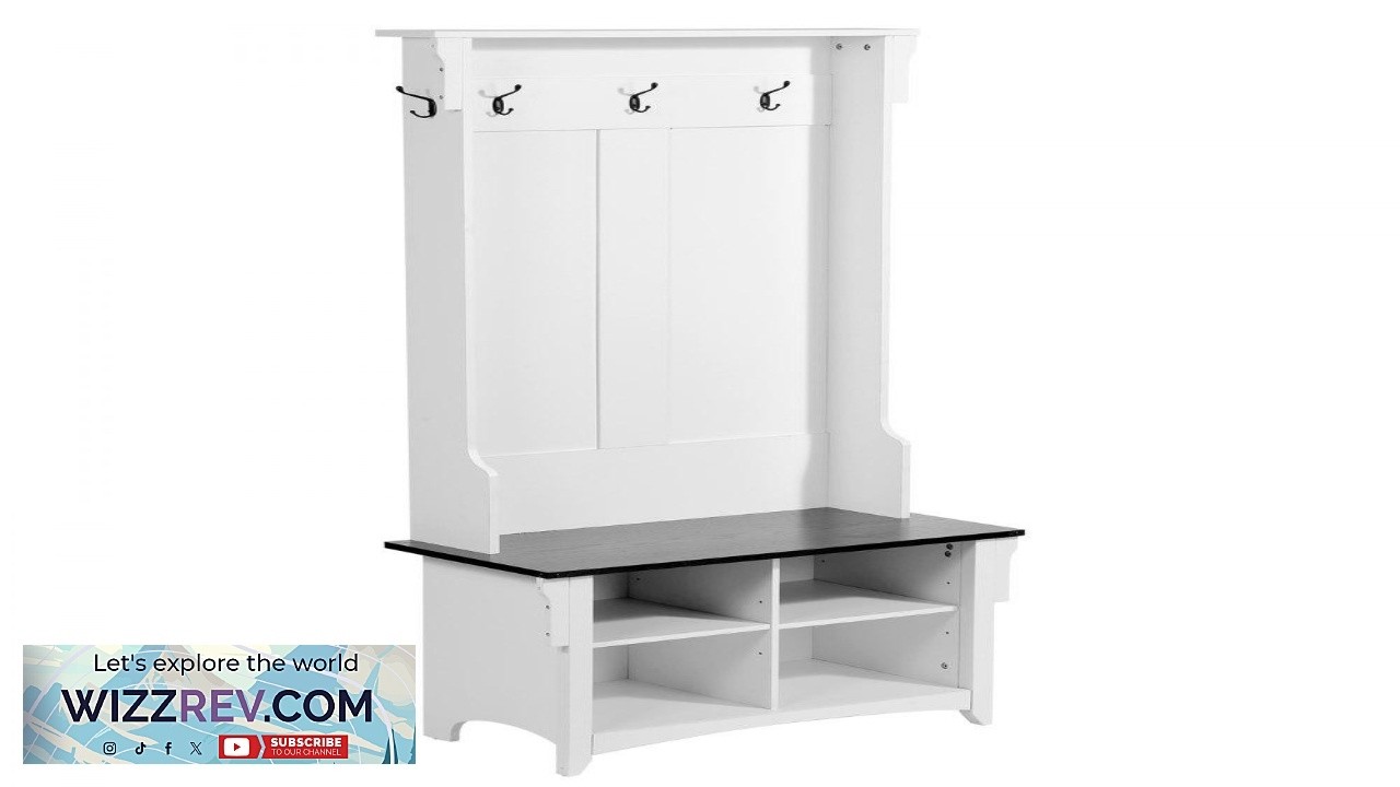 VEVOR Hall Tree Entryway Bench Coat Rack with Shoe Storage 32