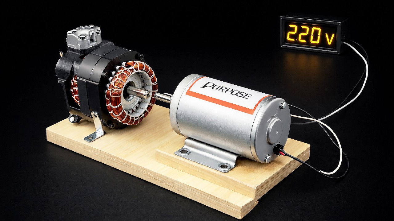 Free 220V From Fridge Compressor That No One Know! Powerful Electricity FOREVER