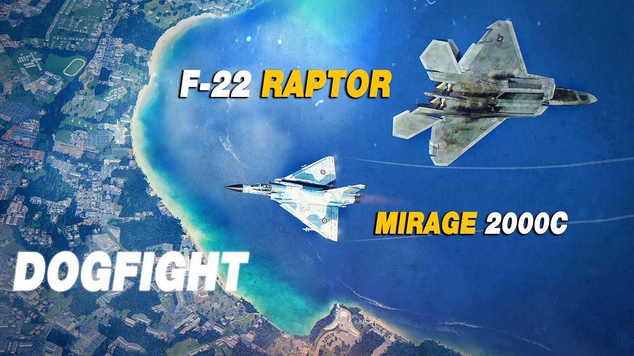 Воздушный бой F-22 Raptor против Mirage 2000C | Цифровой боевой симулятор | DCS |