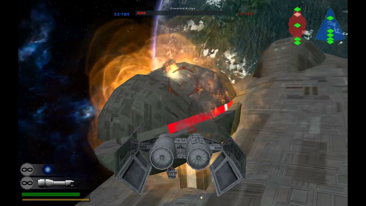 Star Wars Battlefront II 2005 Assault Space Yavin / Bombing run on Mon Cal Cruiser!