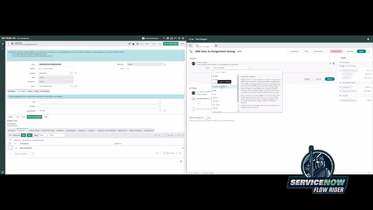 ServiceNow Flow Design - Add Users to Group
