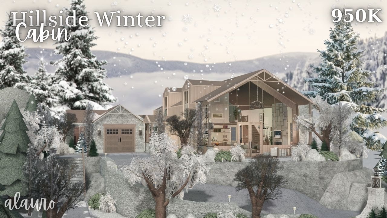 Hillside Winter Cabin - 950K - Bloxburg Speed Build | Roblox