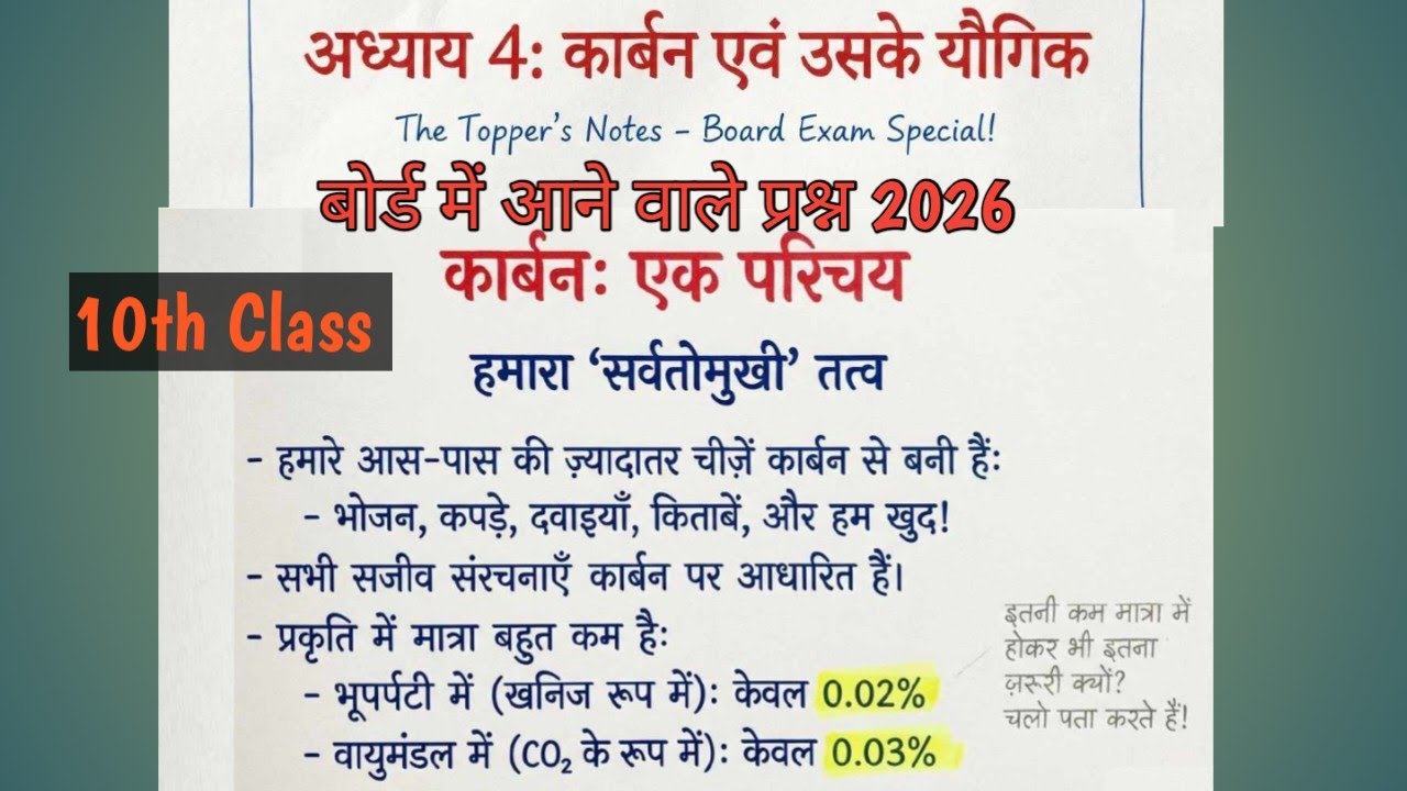 Class 10 Science Chapter 4 Carbon and its Compounds | Board Exam Special 2026