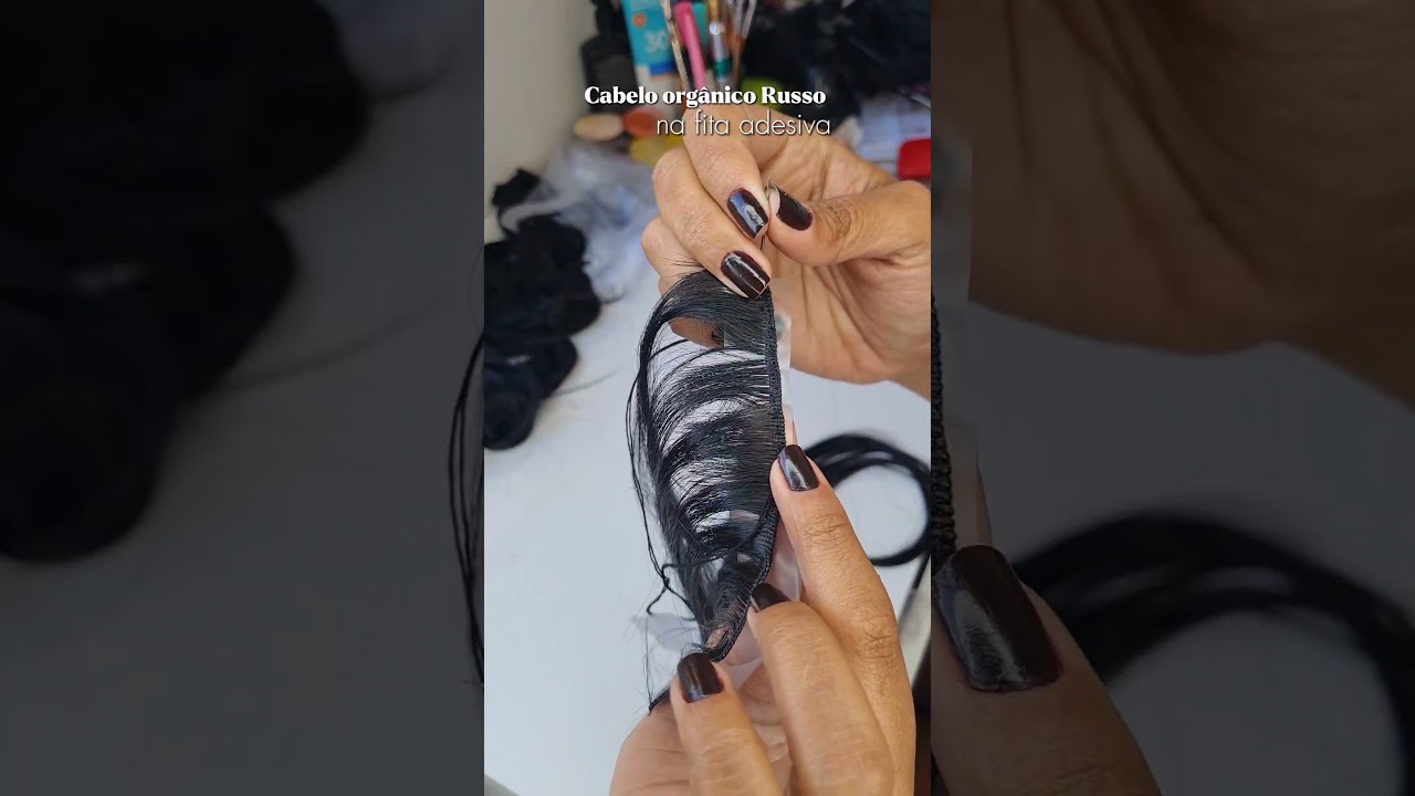 fiz meu cabelo organico na fita adesiva sozinha #megahair #cabeloorganico