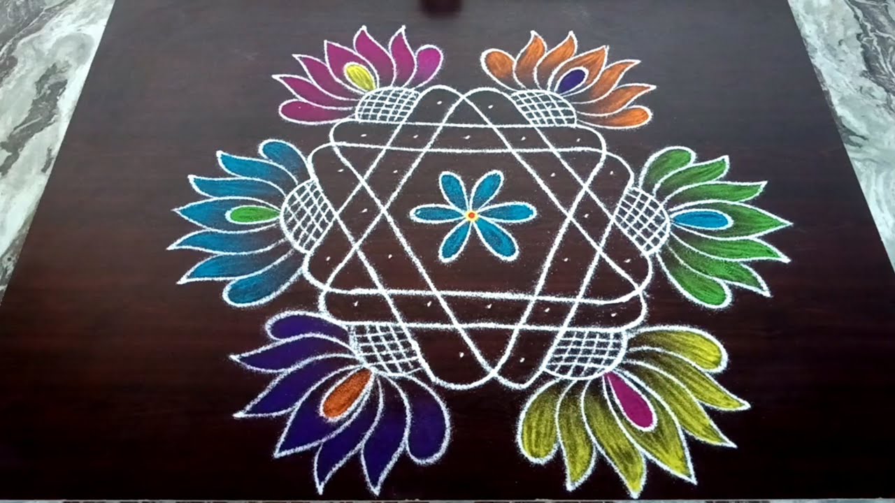 Thai madham special thamarai kolam//தைப்பூசம் ஸ்பெஷல் ரங்கோலி கோலம்//Lotus rangoli//Latha kolam