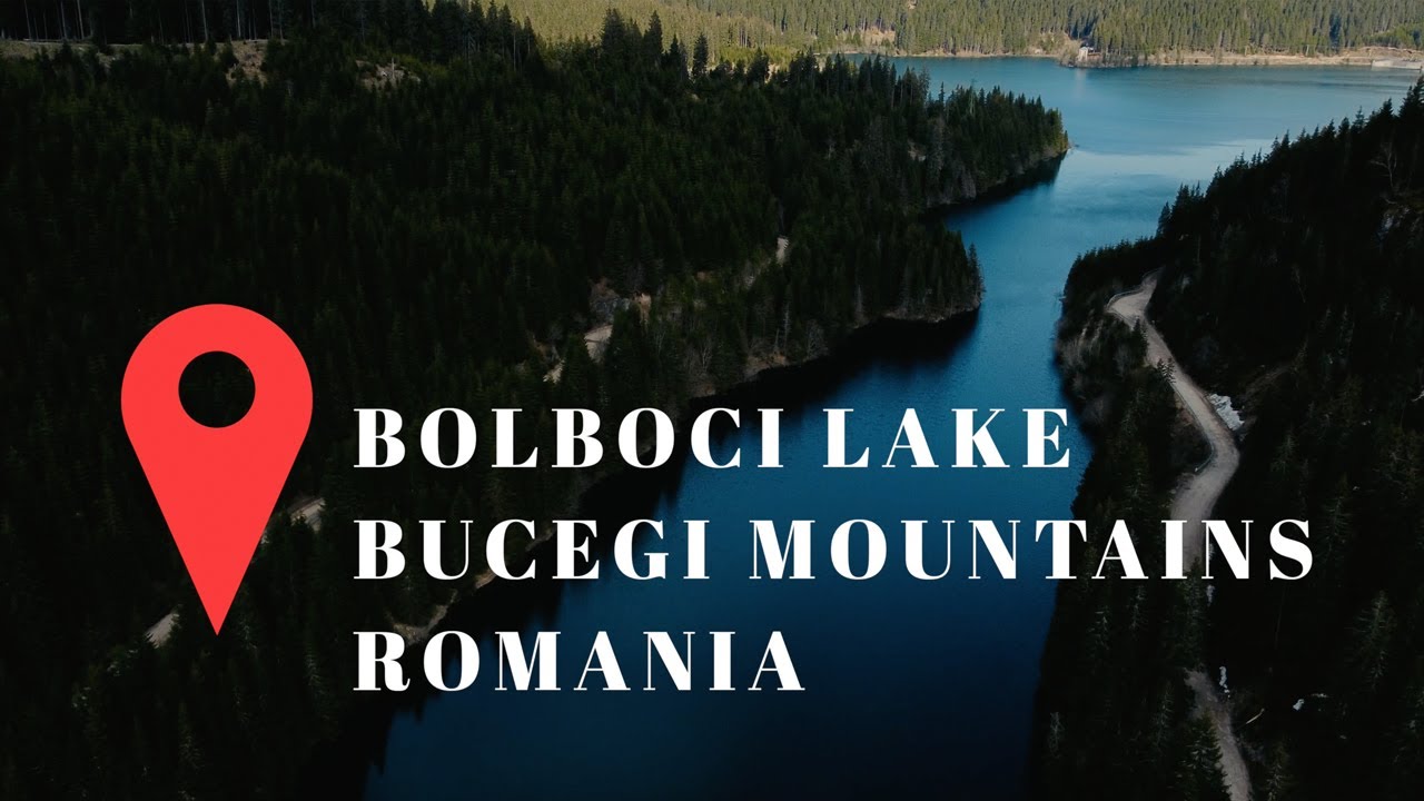 Bolboci Lake / Bucegi Mountains / Romania / Aerial view 4K / Lacul Bolboci / Mai 2021