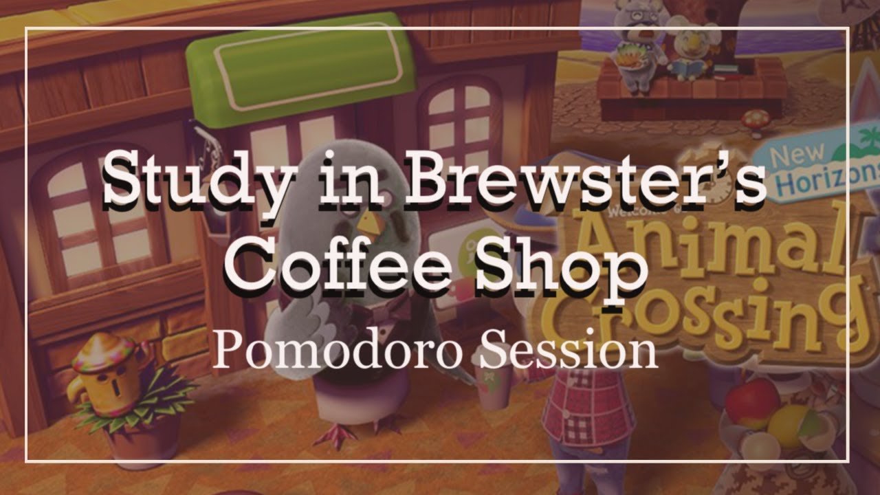 POV: studying in brewster's coffee shop | Animal Crossing Pomodoro | rainy cafe ambience no music