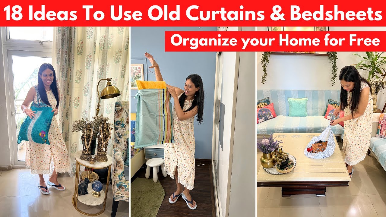 18 Amazing Ideas to Repurpose Old curtains, Bedsheets & Pillow Covers | 18 No Cost Home Hacks