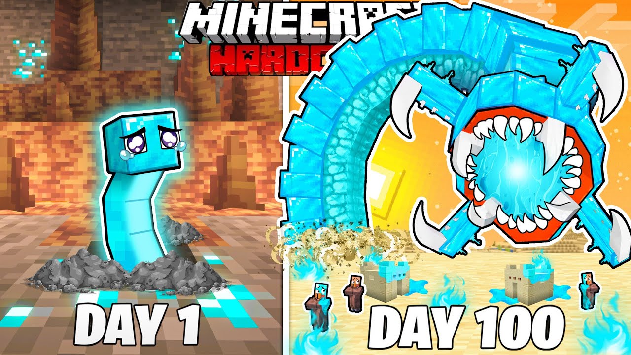 I Survived 100 Days as a DIAMOND WORM in HARDCORE Minecraft