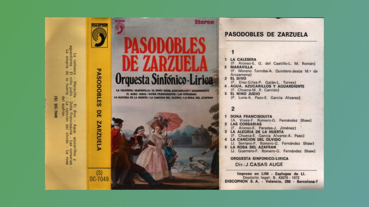 pasodobles de zarzuela, 1972, cassette completo