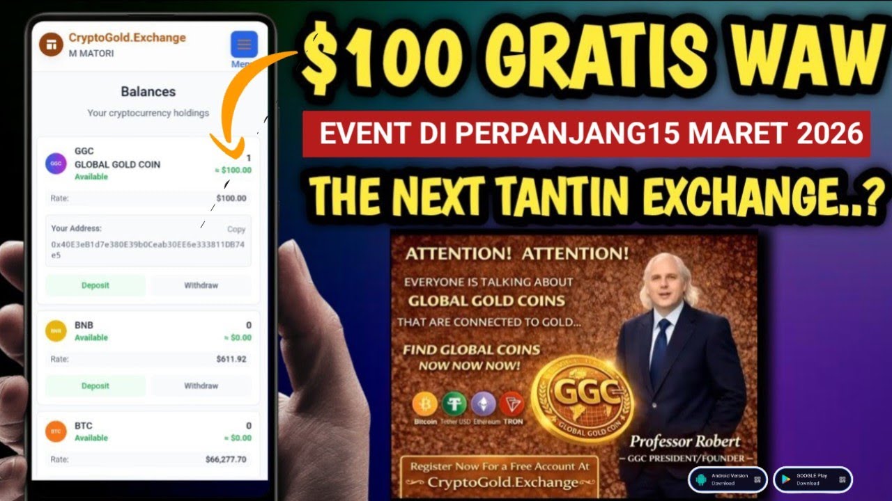 CGE(CRYPTO GOLD EXCHANGE)1 GGC=$100 MIRIP TANTIN($CTC)EVENT-15 MARET 2026