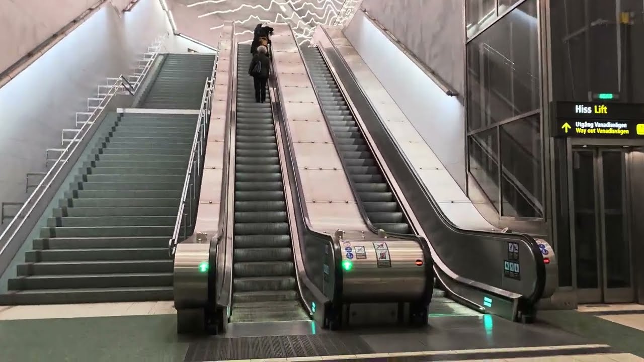 Sweden, Stockholm Odenplan Train Station, 2X escalator