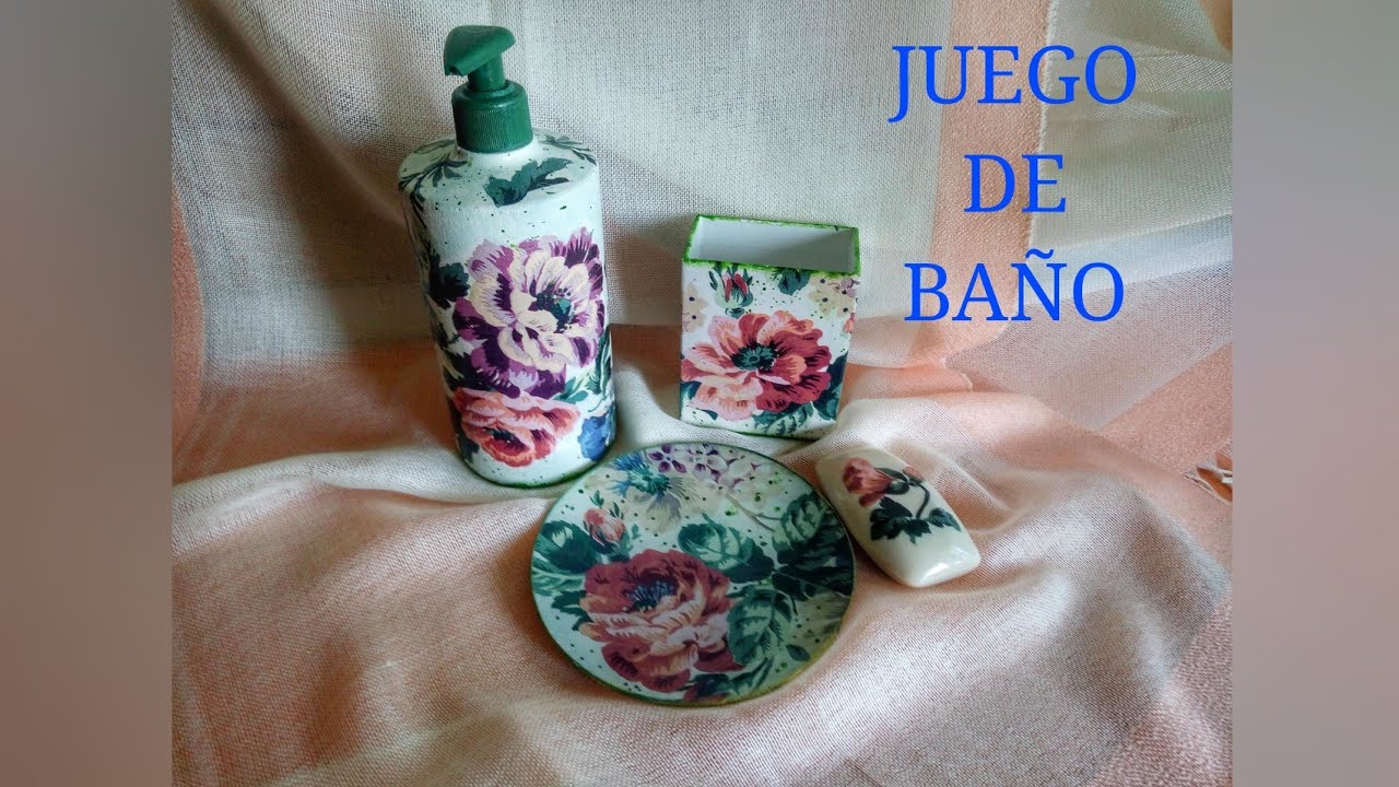 ♻️JUEGO DE BAÑO CON  DECOUPAGE