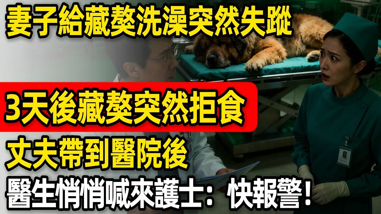 妻子給藏獒洗澡突然失蹤，3天後藏獒突然拒食，丈夫帶到醫院後，醫生：快報警！