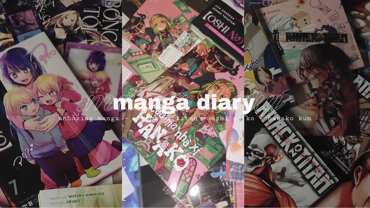 diary ep. 29🖇️: unboxing manga, attack on titan, hanako, oshi no ko, cute manga..