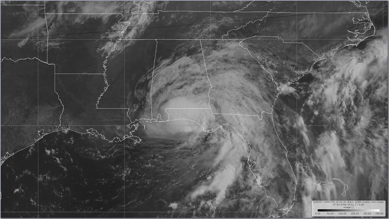 1994 Alberto - 1 Kilometer Resolution Visible Satellite Imagery Animation (HD 1920x1080)