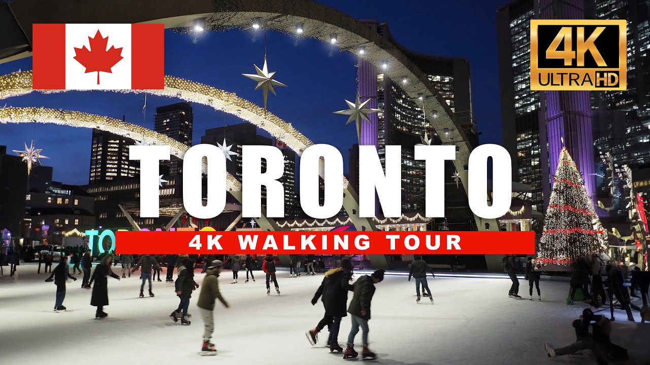 Toronto Winter Magic 🎄 Snow Walk Through Yonge Dundas in 4K HDR/60fps
