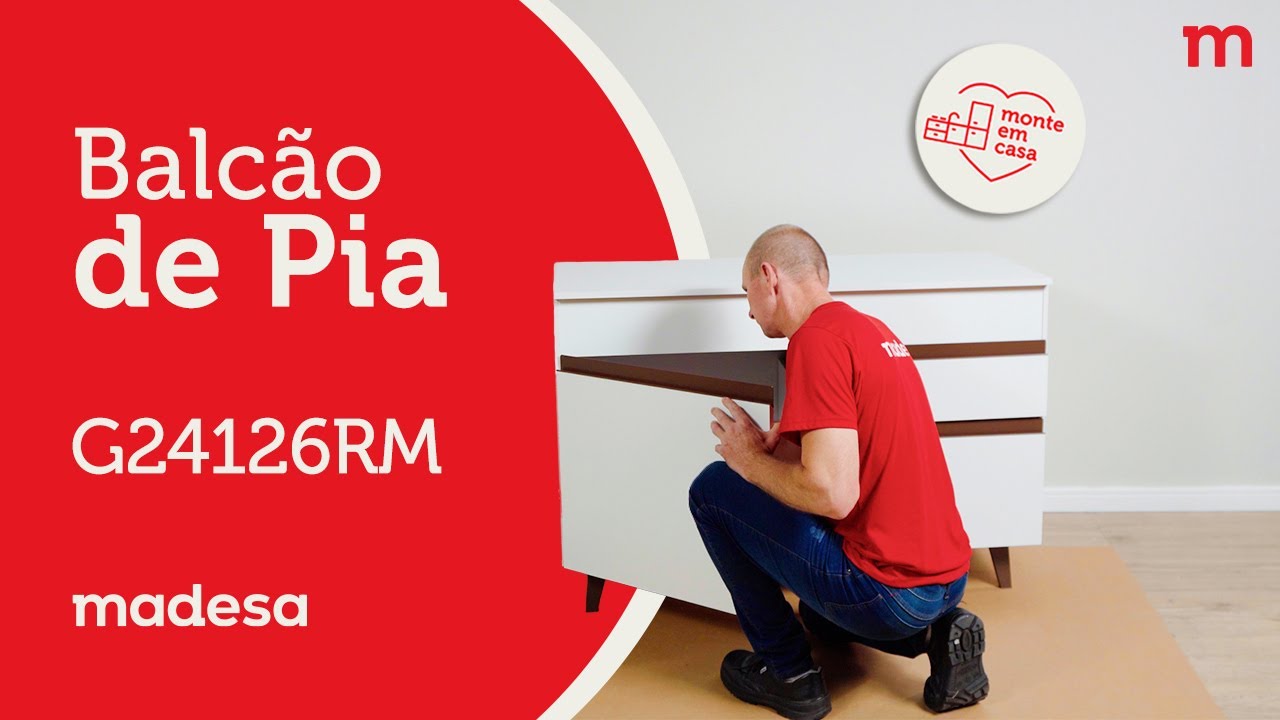 Montagem Balcão gabinete de pia G24126RM | Madesa Móveis