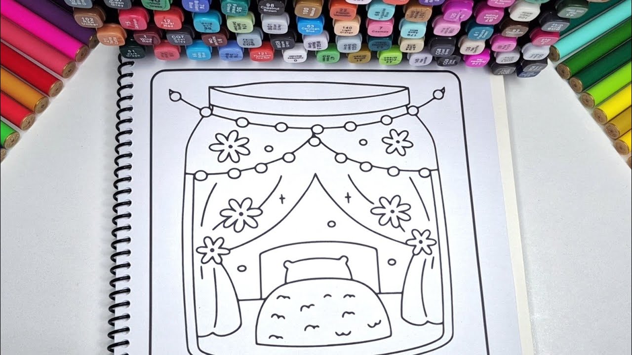 ASMR Color with Me | Cozy Cute Jar Bedroom Coloring Book | Relaxing Calm Vibes