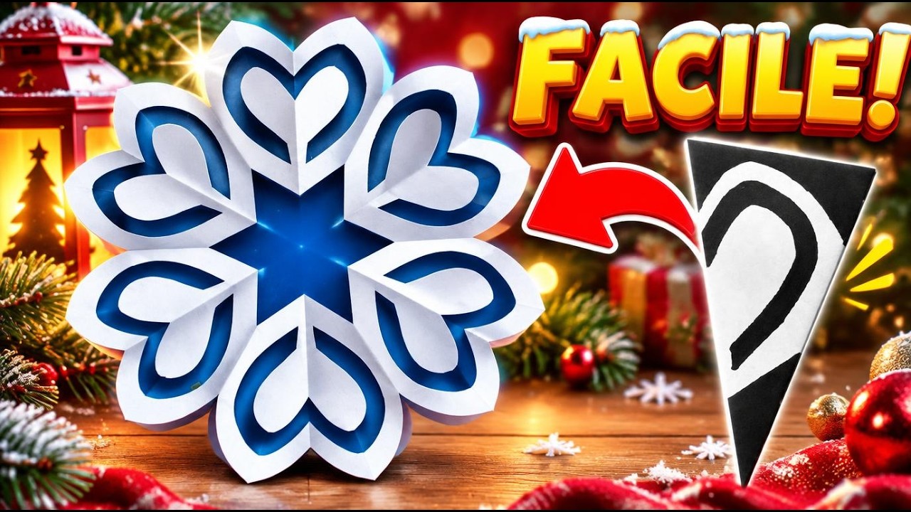 Come Fare un Fiocco di neve di carta 4 | Artigianato per Natale | Fiocco di neve Kirigami