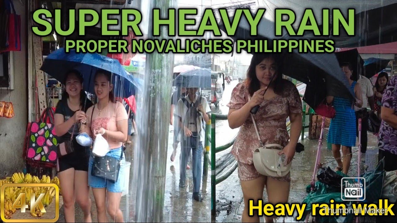 Walking in Super Heavy Rain in Novaliches Proper|Quezon City Philippines [4K]