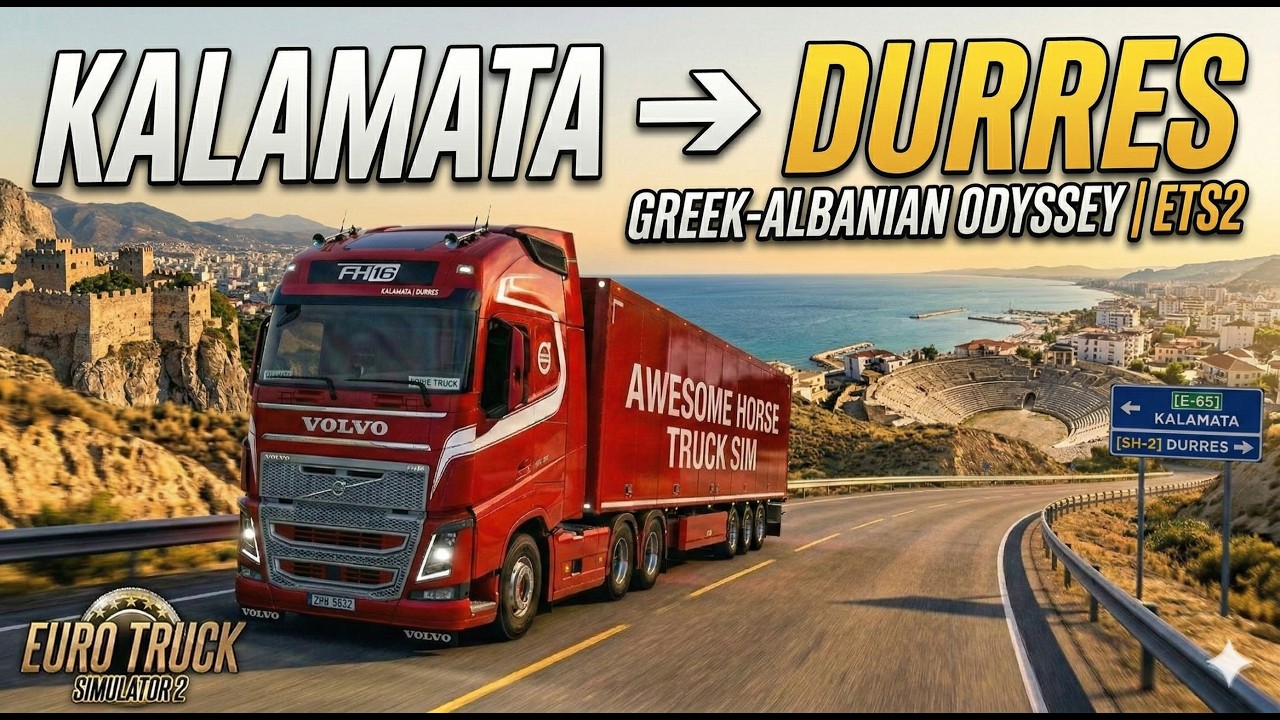 ETS2 | Kalamata to Durres | Realistic Truck Driving | ASMR