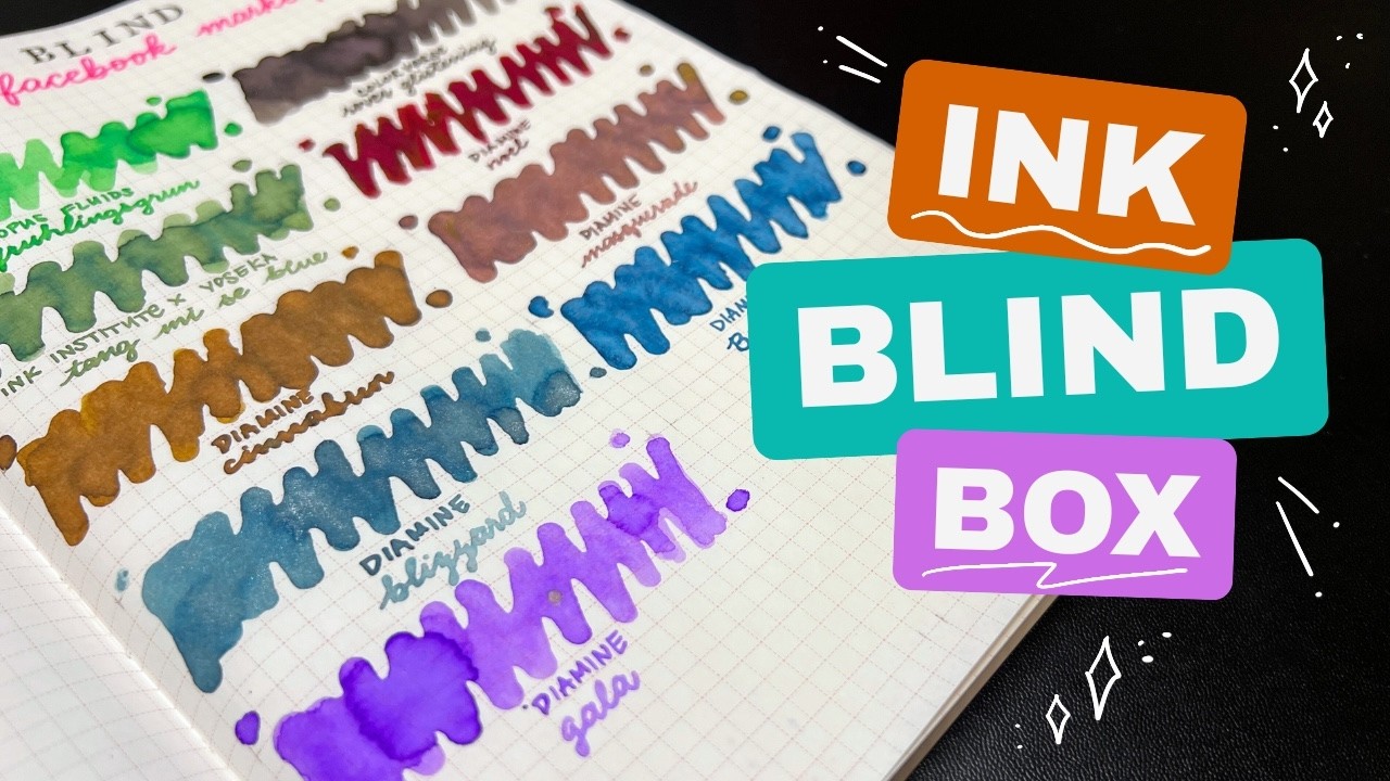 Fountain Pen Ink Mystery Box Unboxing & Swatching | Diamine Inkvent, Colorverse, & more 🫟✨