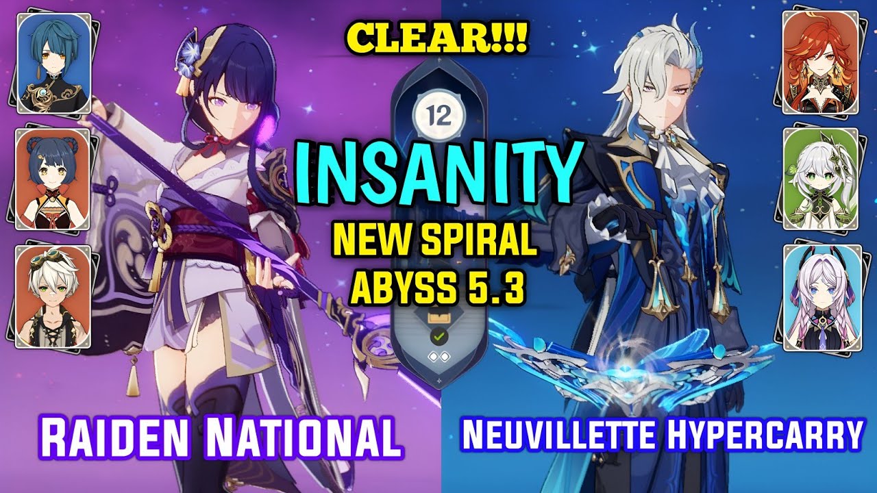 NEW Genshin Impact Abyss 5.3 | C0 Raiden National & C0 Neuvillette Hypercarry| Spiral Abyss FLOOR 12