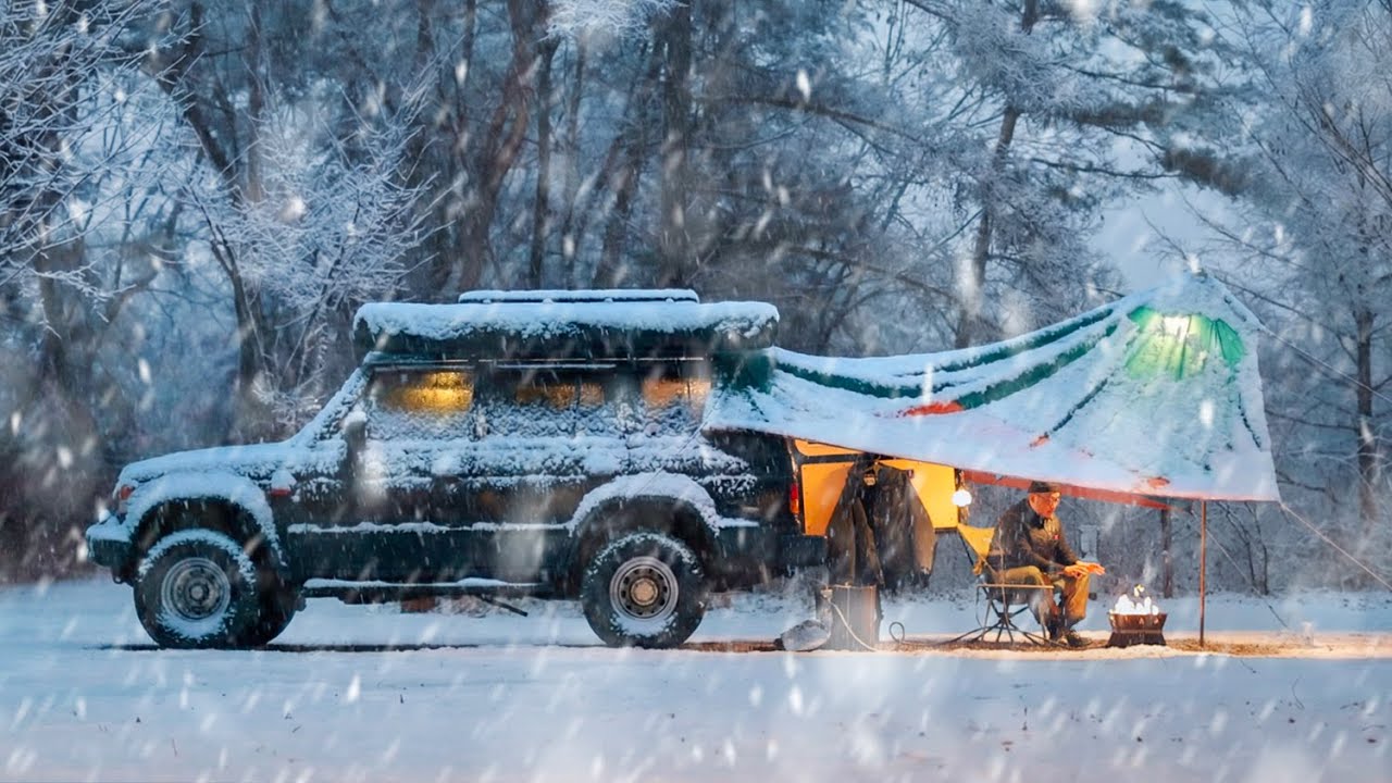 ❄️ Автокемпинг в снегу | Уютная зимняя ночь в одиночку