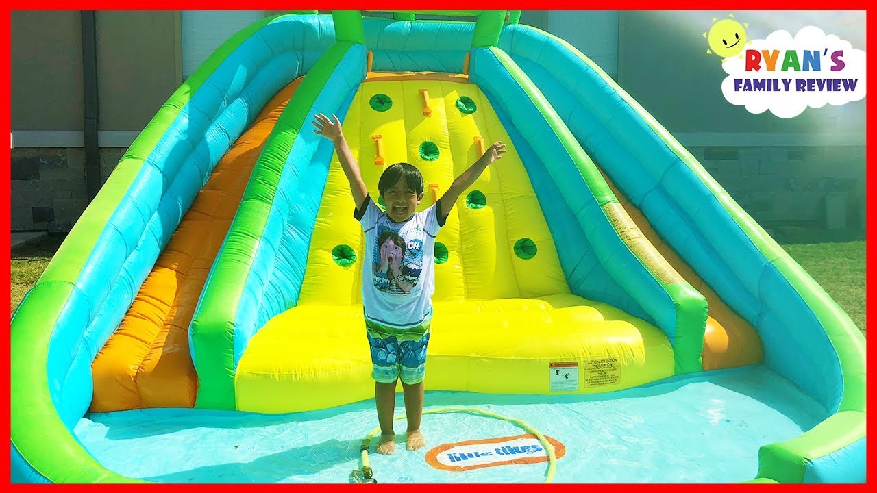 Giant Inflatable Water Slide Kids Playtime with Ryan's Family Review