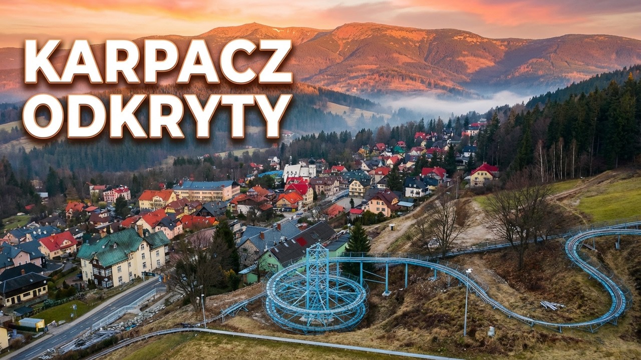 Karpacz z lotu ptaka DRON 4K - widok z drona na g&oacute;ry Karkonosze Karpacz